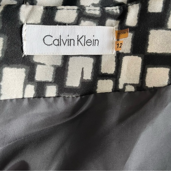 Calvin Klein Geometric Print Cap Sleeves Sheath Dress Black White Sz 12 - Picture 16 of 16